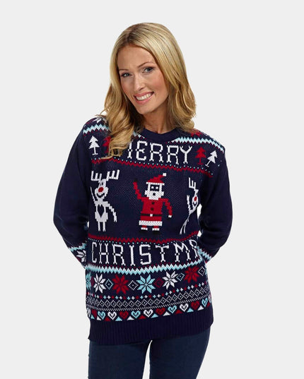 Navy Blue Christmas Sweater for Couples