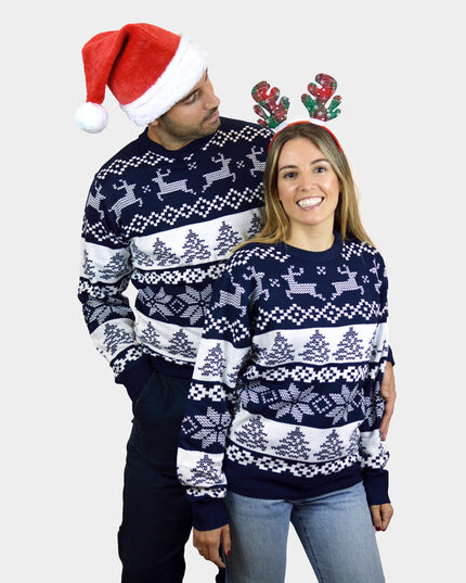 Blue North Pole Couple Christmas Sweater