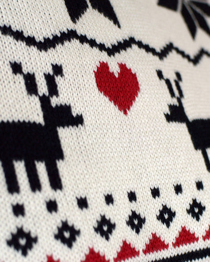 Chic Beige Christmas Sweater for Couples with Turtleneck