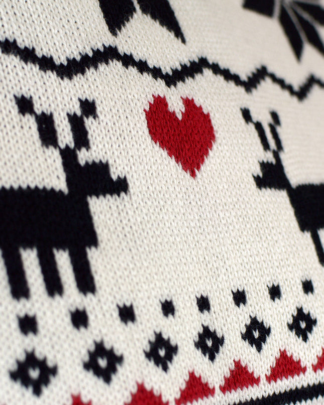 Chic Beige Christmas Sweater for Couples with Turtleneck