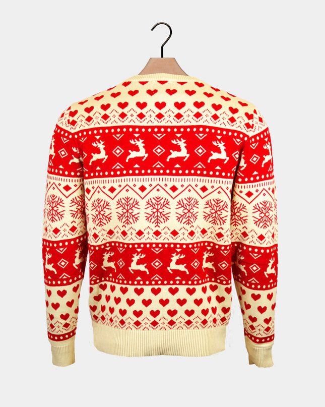 Marius Couples Christmas Sweater in Red Hearts and Organic Cotton