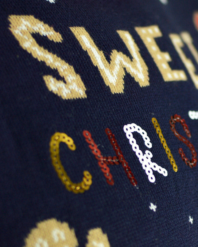 Light-Up LED Blue Ginger Cookie Couple Christmas Sweater