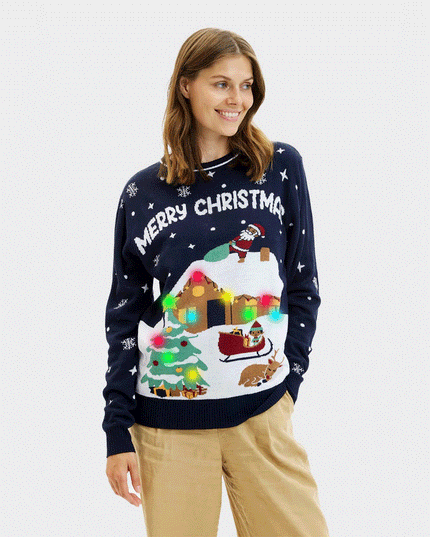 Blue LED "Merry Christmas" Couples Sweater