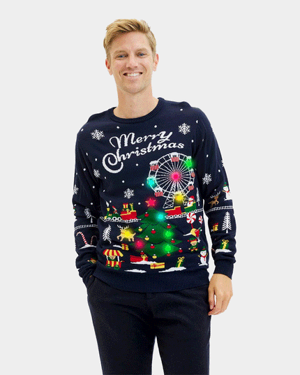 LED Christmas Market Couples Sweater