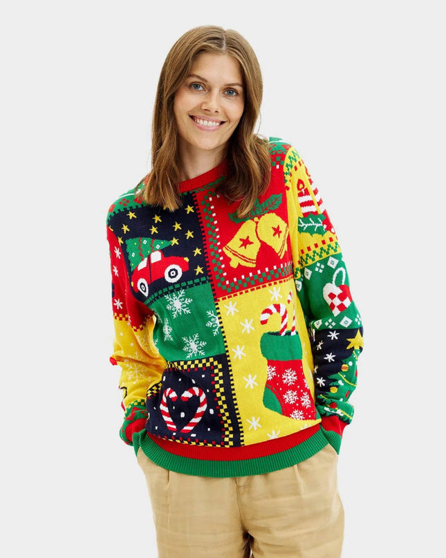 "Patchwork" Couples Christmas Sweater in Organic Cotton