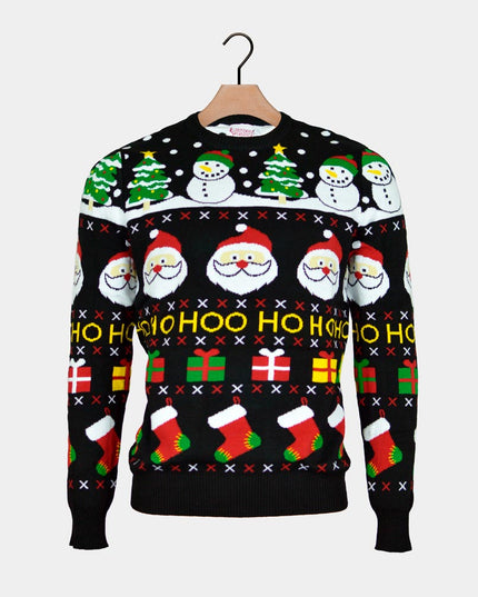 Organic Cotton Couples Christmas Sweater - Santa, Gifts, and Snowmen