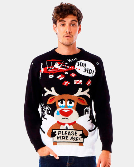 Santa Claus and Reindeer Job Search Christmas Sweater