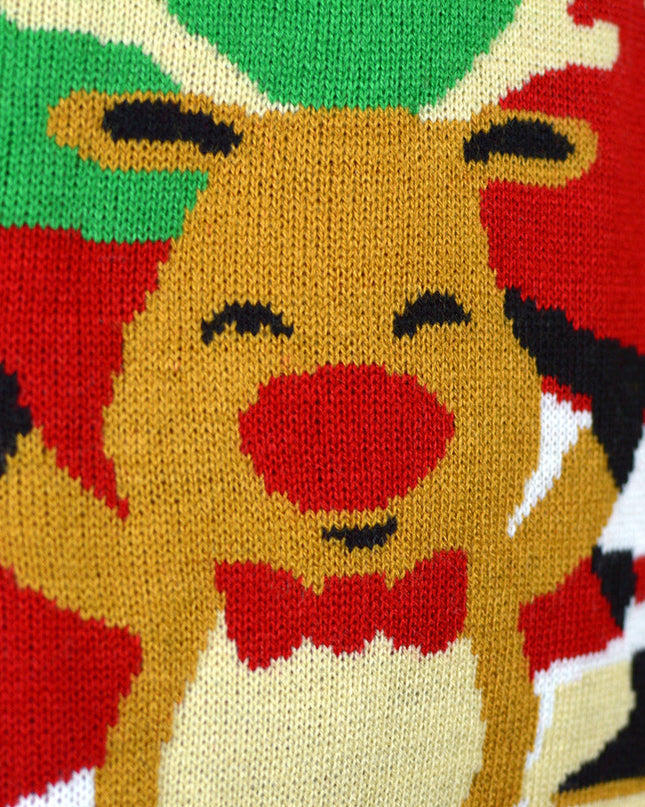 Saluting Santa and Reindeer Couple Christmas Sweater