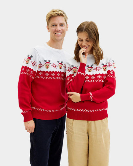 Adorable Reindeer Couples Christmas Sweater