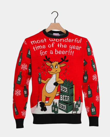 Reindeer Beer Opener Christmas Sweater for Couples