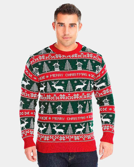 Red and Green Merry Christmas Sweater for Couples