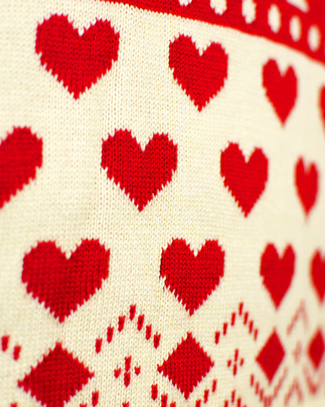 Marius Couples Christmas Sweater in Red Hearts and Organic Cotton