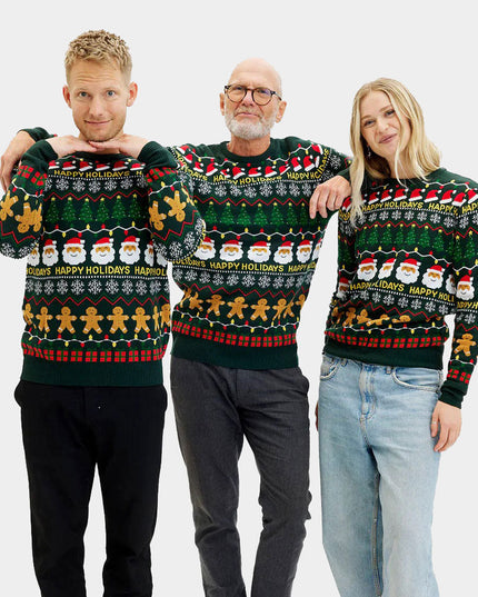 Green "Happy Holidays" Christmas Sweater for Couples