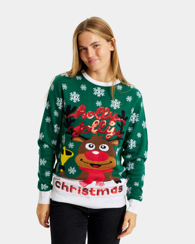 Sequined Holly Jolly Christmas Sweater for Family