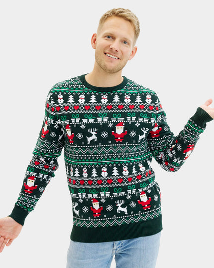 Joyful Green Couples Christmas Sweater in Organic Cotton