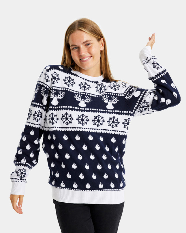Blue Snow Reindeer Christmas Sweater for Kids