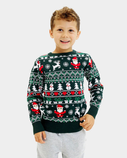 Joyful Green Organic Cotton Christmas Sweater for Kids