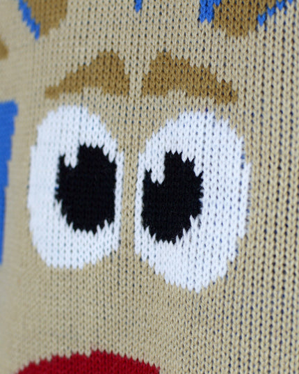 Light Blue Christmas Sweater for Kids with Reindeer and Snow