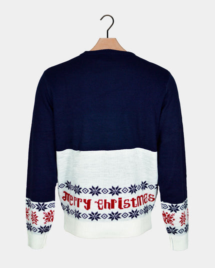 Kids Organic Cotton Sweater Blue Santa and Rudolph