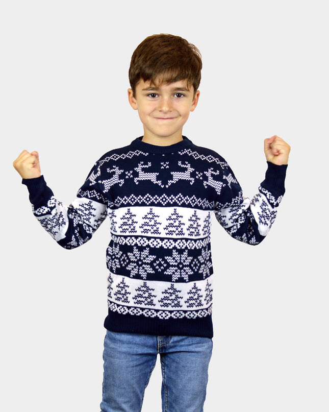 Kids Christmas Sweater Blue North Pole Theme