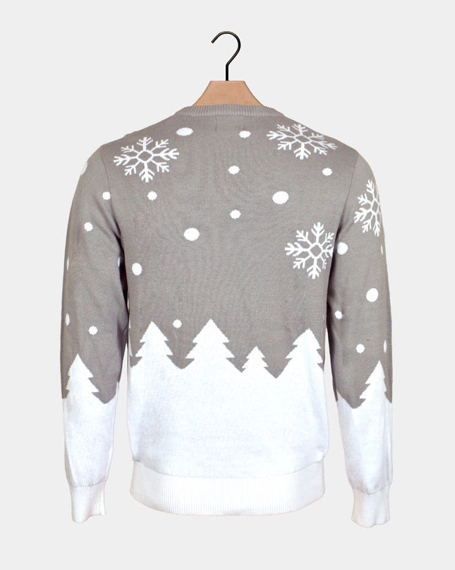 Gray Christmas Sweater for Kids with Cute Reindeer