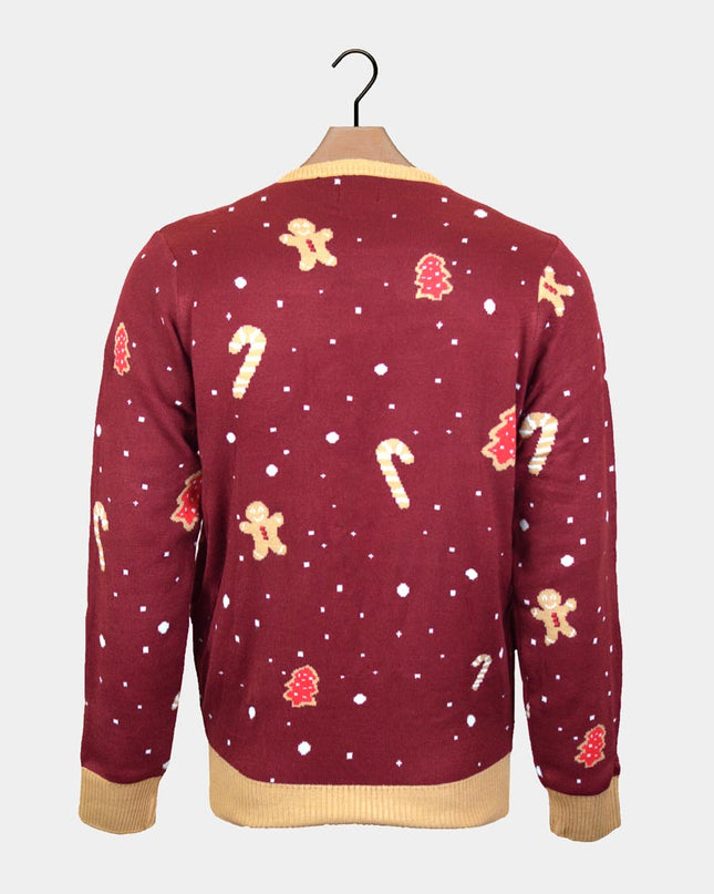 Kids Christmas Sweater Red with Light-Up Gingerbread