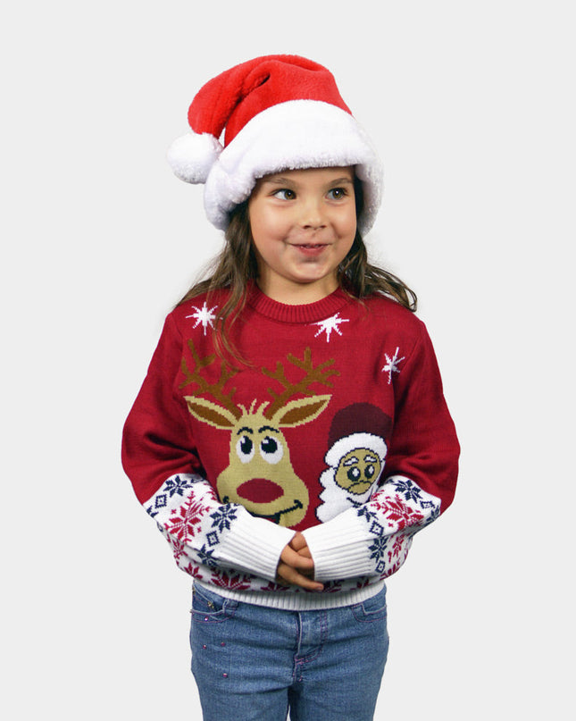 Smiling Reindeer Christmas Sweater for Kids