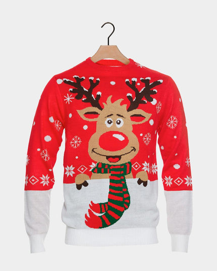 Kids Organic Cotton Sweater with Reindeer and Scarf
