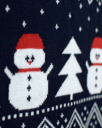 Kids Organic Cotton Sweater Blue with Trees and Santa