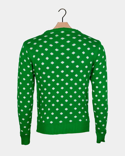 Green Christmas Sweater for Kids with 3D Reindeer Hat
