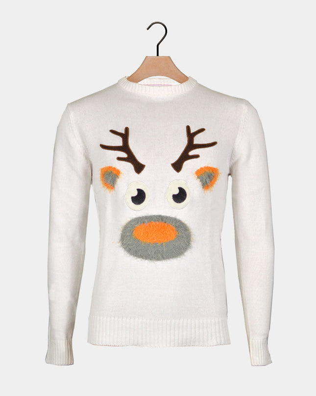 3D Furry Reindeer Christmas Sweater for Family
