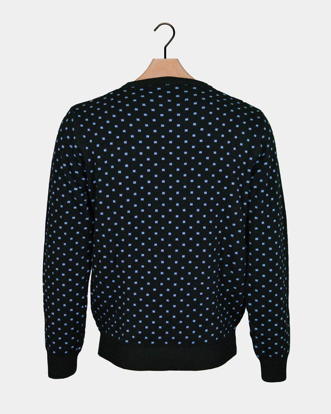 Family Christmas Sweater Blue with 3D Red-Nosed Reindeer