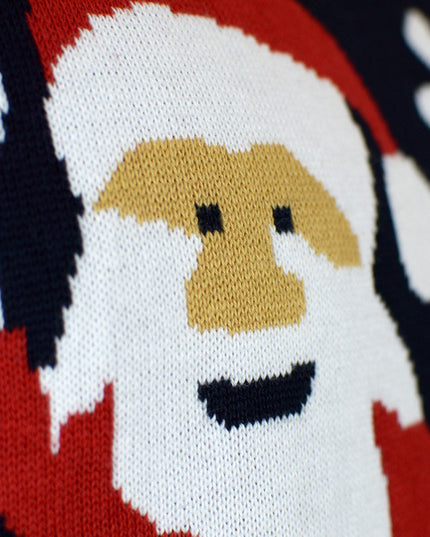 Blue Santa and Rudolph Family Christmas Sweater in Cotton