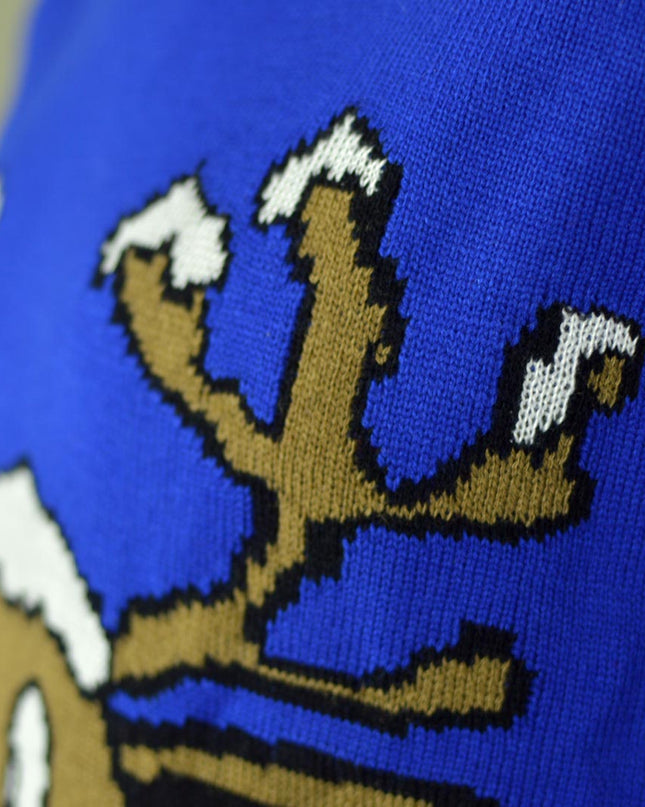 Blue Christmas Sweater with Reindeer