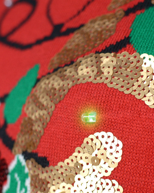 LED Christmas Sweater for Family with Sparkling Reindeer