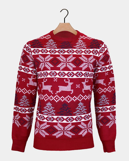 Classic Red Family Christmas Sweater with Stars