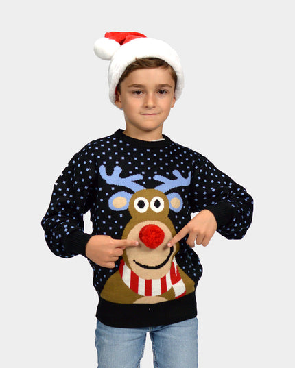 3D Red-Nosed Reindeer Christmas Sweater for Family