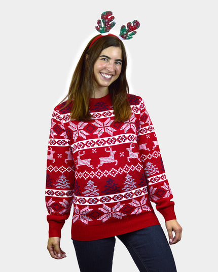Classic Red Family Christmas Sweater with Stars