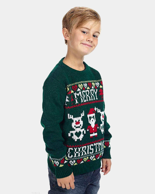 Christmas Sweater for Family with Reindeer and Santa Design