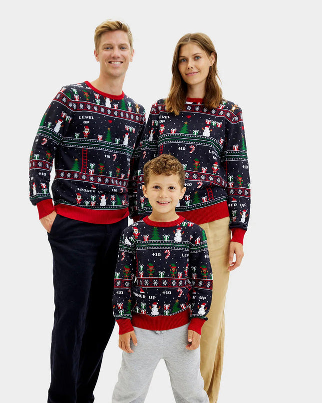 Christmas Sweater for Family with Retro Video Games Theme