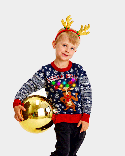 LED Christmas Sweater for Family with Jingle Bells Design