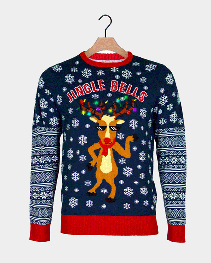 LED Christmas Sweater for Family with Jingle Bells Design