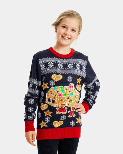 Christmas Sweater for Family with Light-Up LED Gingerbread House