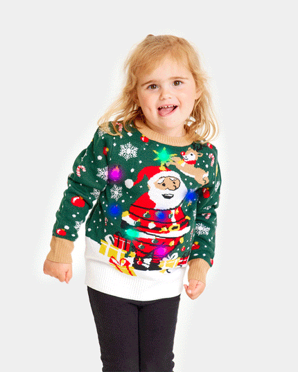 LED Christmas Sweater for Family with Santa Tied Up Design