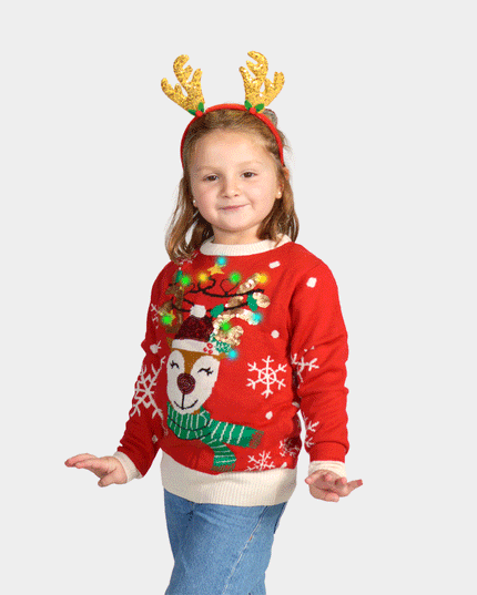 LED Christmas Sweater for Family with Sparkling Reindeer