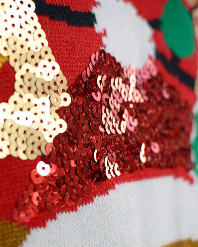 LED Christmas Sweater for Family with Sparkling Reindeer