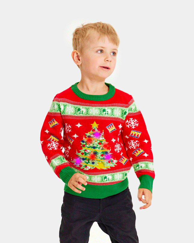 LED Light-Up Red Christmas Tree Family Sweater
