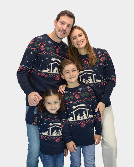 Family Christmas Sweater with Nativity Theme