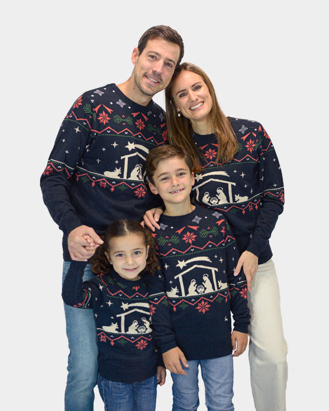 Family Christmas Sweater with Nativity Theme