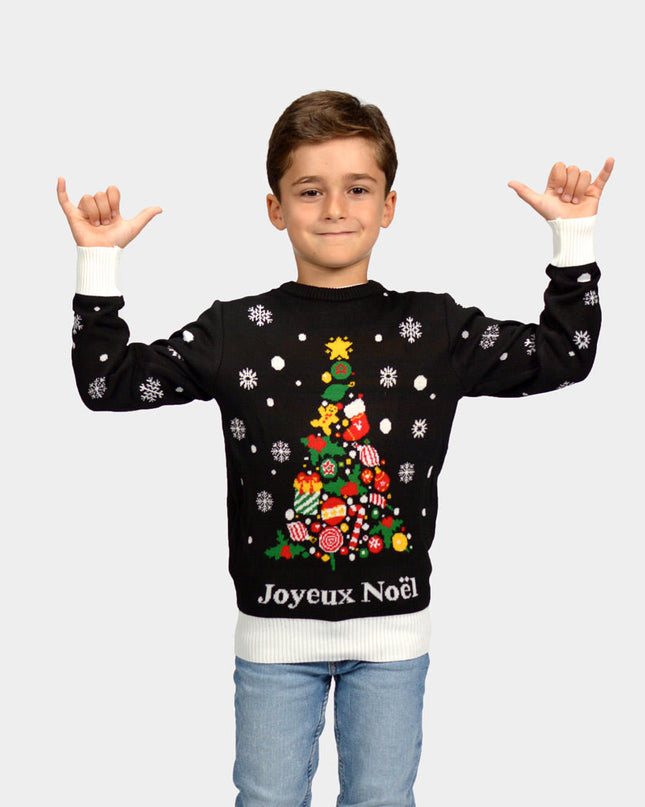 Black Family Christmas Sweater with Merry Christmas Design